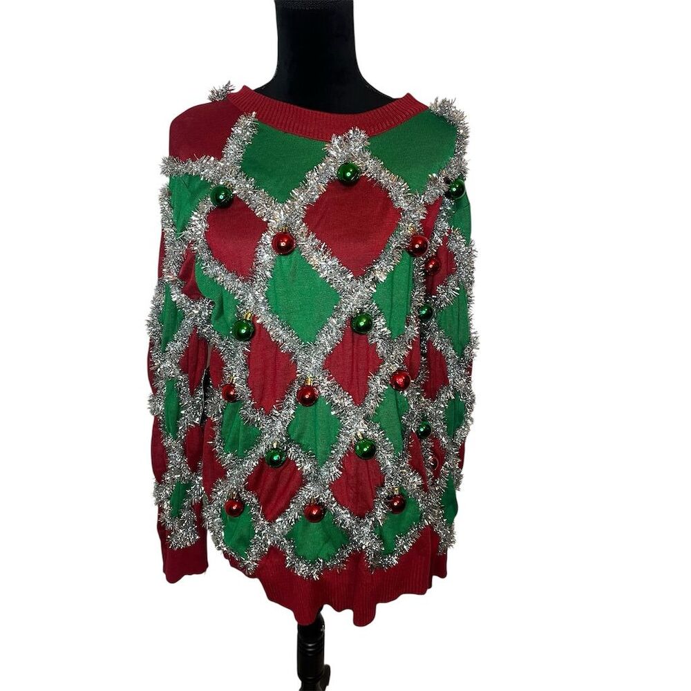 NWT Tipsy Elves Men's 2XL Tacky Tinsel Ugly‎ Christmas Sweater Multicolor
